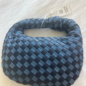 NWT Urban Expressions denim combo checker clutch